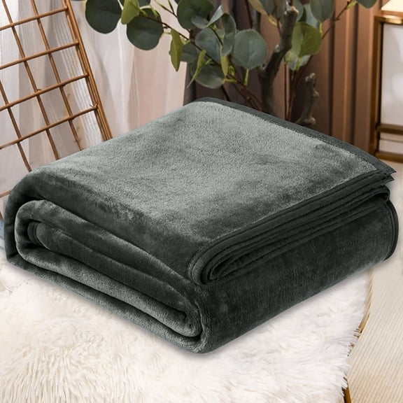 Weloille Super Soft Warm Solid Warm Micro Plush Fleece Blanket Throw Rug Sofa Bedding (200*230cm, Dark Gray)
