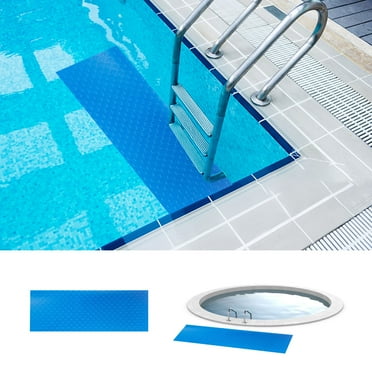 Weloille Swimming Pool Ladder Mat, 2.95x1.31ft Protective Non-Slip Pool Step Pad with Texture, Protective Ladder Pad for Above Ground Swimming Pools Liner and Stairs (Blue)