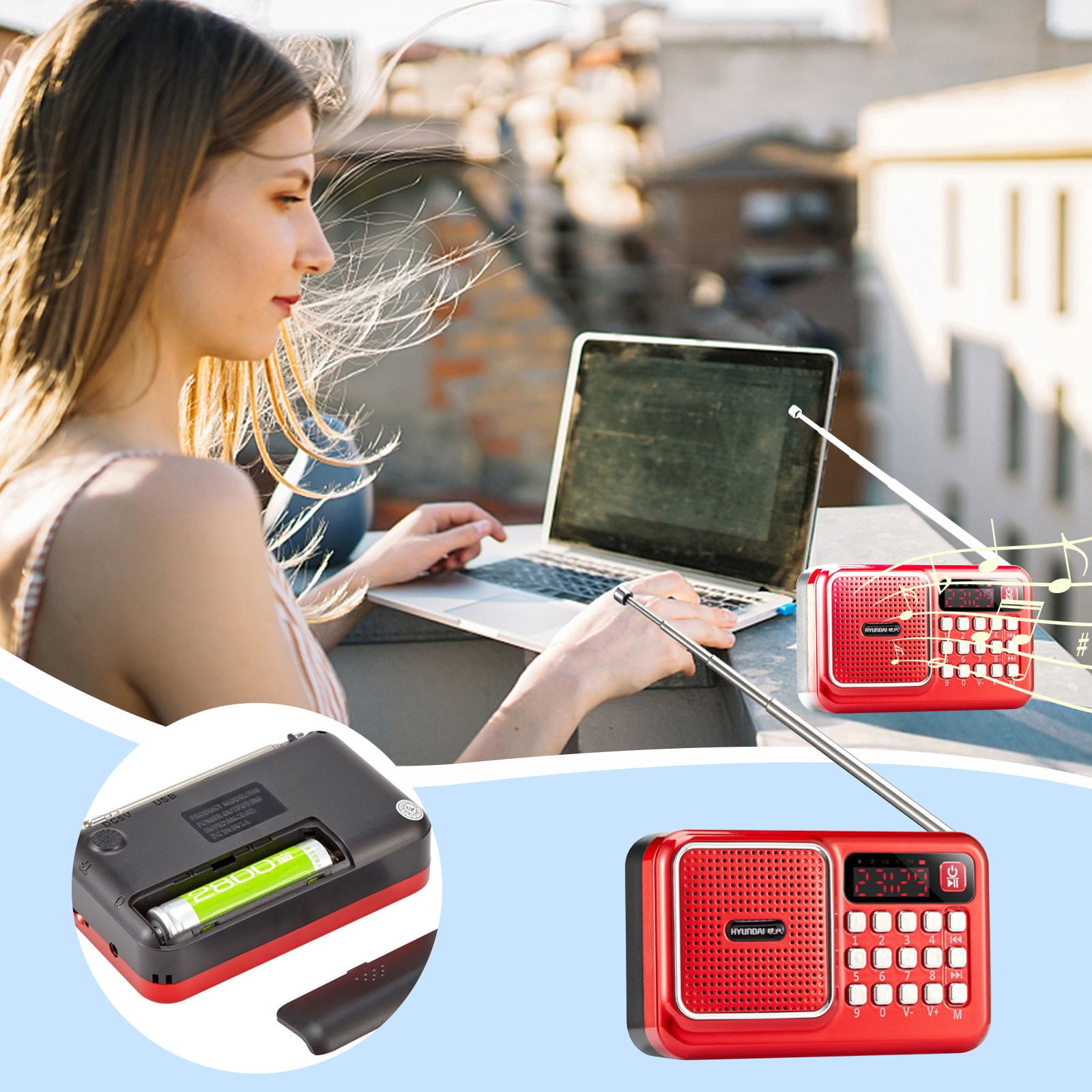 Weloille T98 Portable Pocket AM/FM Telescopic Antenna Battery Powered ...