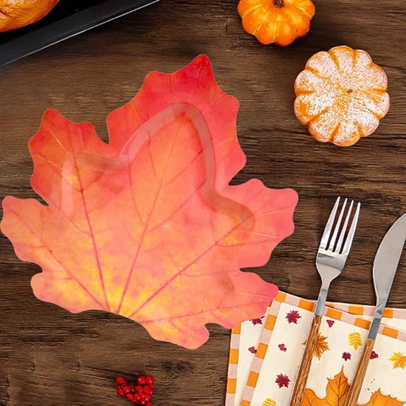 Weloille Thanksgiving Maple Leaf Paper Tray Set, 25 Pcs Disposable Food Serving Plates, Food Safe Oil Resistant Fall Themed Trays for Party, Dinner, Snack Serving