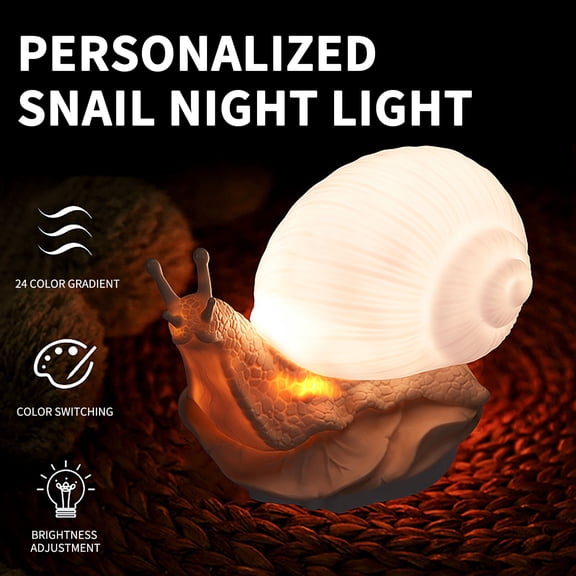 Weloille Touch Dimmable Snail Night Light 1Set, Realistic Resin Snail Shape Lamp with Charging Cable, Soft Warm Light LED Bedside Lamp, USB Powered Eye Protection Night Light for Bedroom Living Room