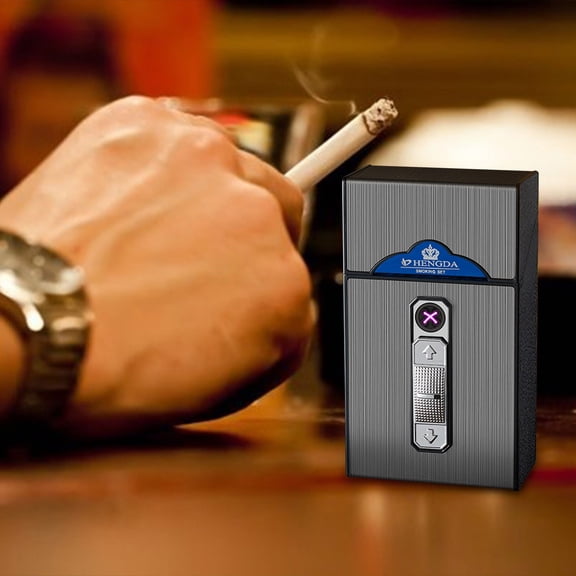 Weloille USB Rechargeable Case Lighter, Electronic Case, Fashion Outdoor Travel Case Can Hold 20