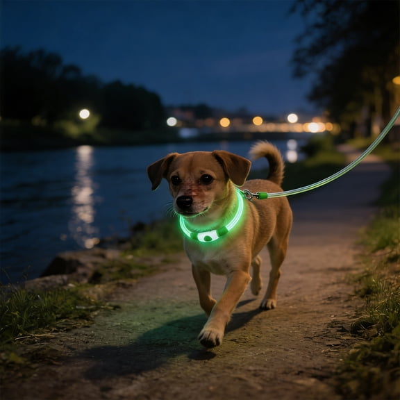 Weloille USB Rechargeable LED Dog Collar with 3 Light Modes, Plastic Safety Collar for Dogs, Multi-Color, Visible at Night for Small Medium Large Pets