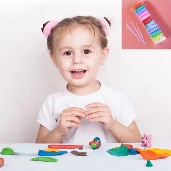 Weloille Ultra Light Modeling Clay Set 1 Pack, 12 Color Clay 3 Tools, Non-Sticky Soft Air Dry Clay, Non-Toxic Malleable DIY Craft Material, for Art Craft Creation Sculpting Handmade Project Use