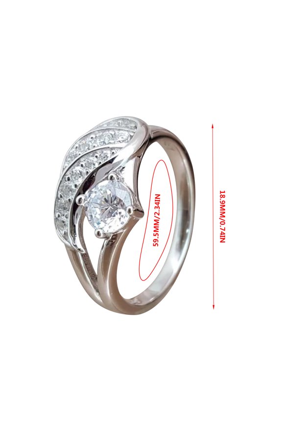 Valentine's Day Lady Zircon Diamond Elegant Angel Wing Ring
