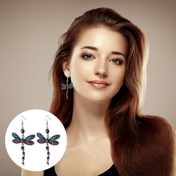 Weloille Vintage Tassel Earrings Full Diamond Multicolor Insect Earring Jewelry Gift