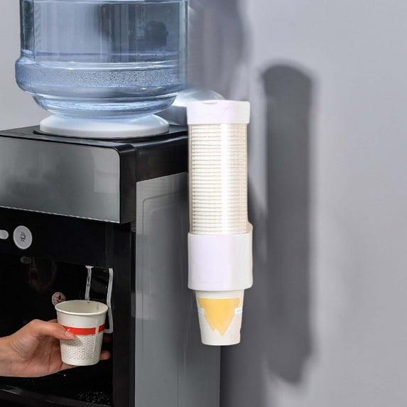 Weloille Wall Mount Water Cooler Cup Dispenser Disposable Paper and Plastic Cups, Pull Type Cup Holder for Bathroom, Office, Break Room, Gym (40 Cups)