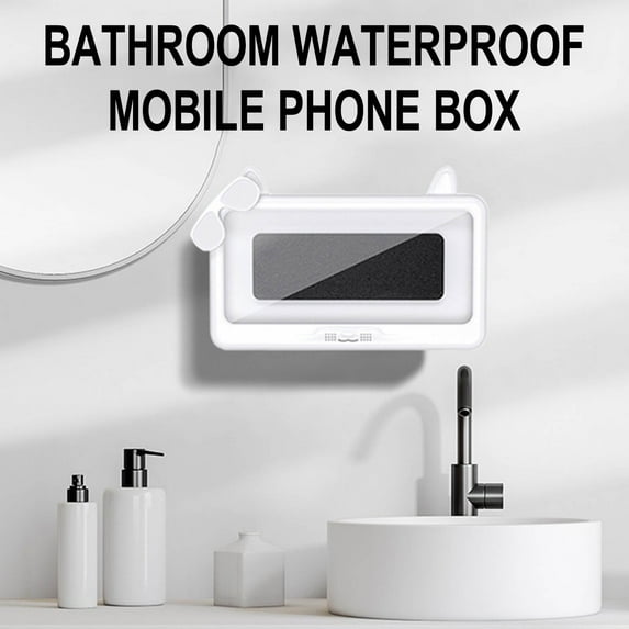 Weloille Waterproof Bathroom Phone Holder with Aromatherapy, 360° Rotating and Adjustable, Punch Free Anti Fog Touchable Case, Shower Phone Mount for Bathtub/Shower Use
