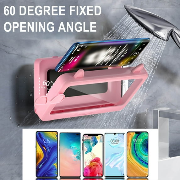 Weloille Waterproof Bathroom Phone Holder with Aromatherapy, 360° Rotating and Adjustable, Punch Free Anti Fog Touchable Case, Shower Phone Mount for Bathtub/Shower Use