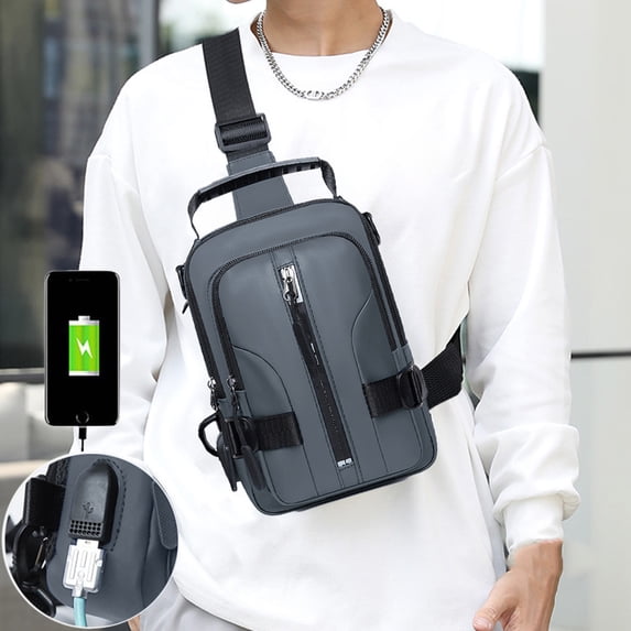 Weloille Waterproof Sling Bag with Charging Port, Multi-Color Polyester Crossbody Chest Pack for Travel Camping Hiking, Anti-Theft Lightweight Functional