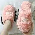 thumbnail image 1 of Weloille Winter Couple Home Shoes Transparent Plastic Label Concise Home Women's Cotton Slippers, Warm Plush Cotton Slippers Soft Bottom Mute Non-slip, 1 of 1