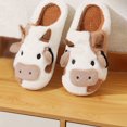 thumbnail image 1 of Weloille Winter Padded Cute Cow Home Cotton Slippers Men And Women Warm Thickened Indoor Non-slip Couple Cotton Shoes, 1 of 7