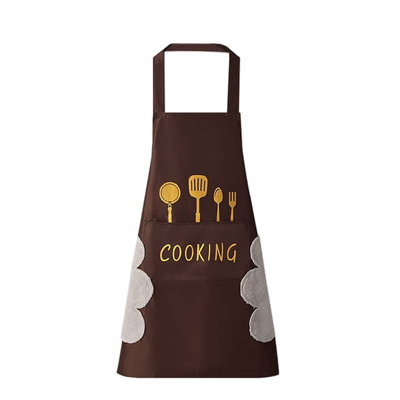 Weloille Wipable Apron Female Fashion Household Kitchen Waterproof and Oil-proof Cute Cooking Waist Overalls (65x72cm)