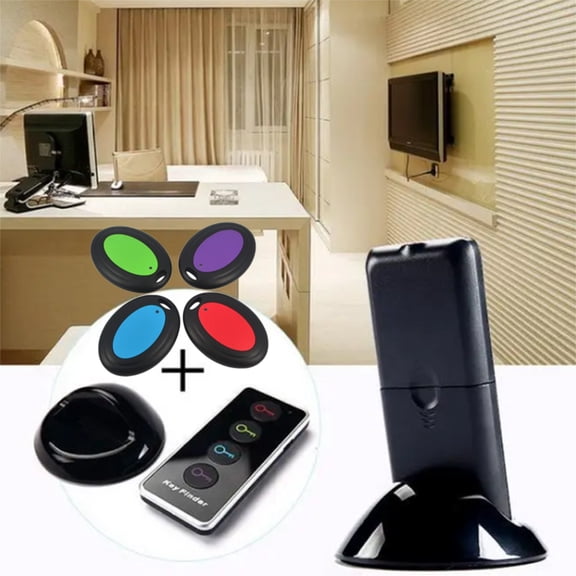 Weloille Wireless Key Finder 4 Pieces, One-Touch Remote Control Item Locator, Loud Beep Long Range Tracker, Anti-Lost Device for Keys, Wallets, Bags, Pet Collars and Remote Controls
