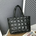 thumbnail image 1 of Weloille Women's Tote Bag Large Shoulder Bag,Tote Padded Winter Handbag Space Tote Bag Feather Shoulder Bag Shopping, 1 of 7