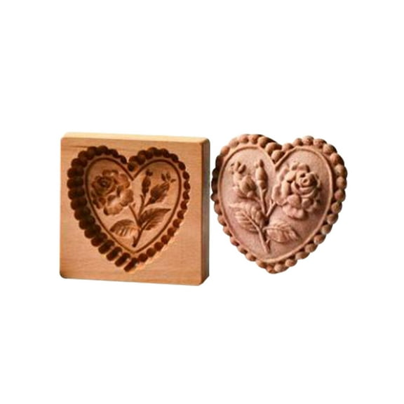 Weloille Wooden Cookie Molds Carved Wooden Cookie Biscuit Mold Baking Cookie Mold Wooden Mold Cookie Cutter Embossing Mold DIY Baking Tools