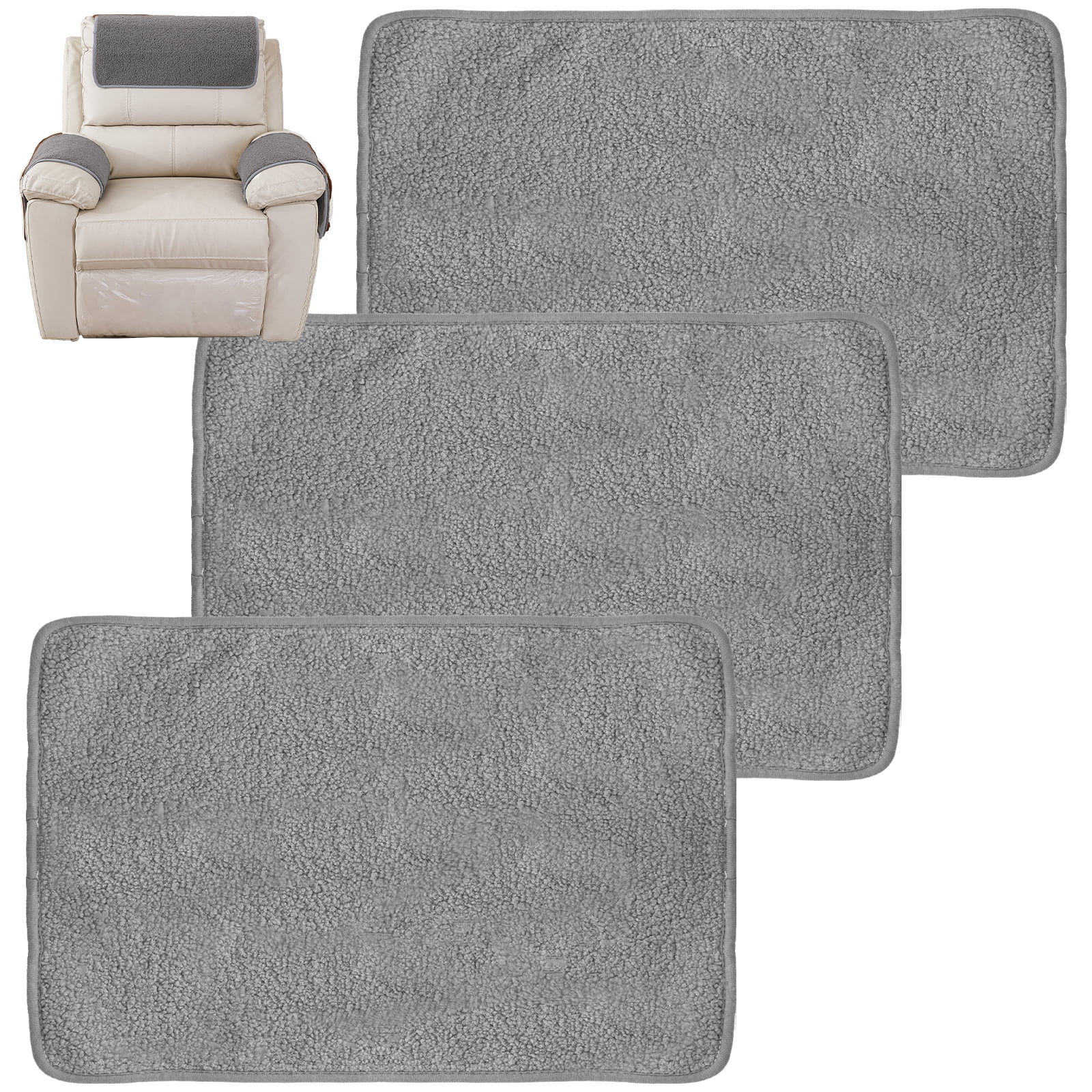 Welpettie 3Pcs Sofa Headrest Cover Soft Polyester Recliner Headrest Protector Wear Resistant
