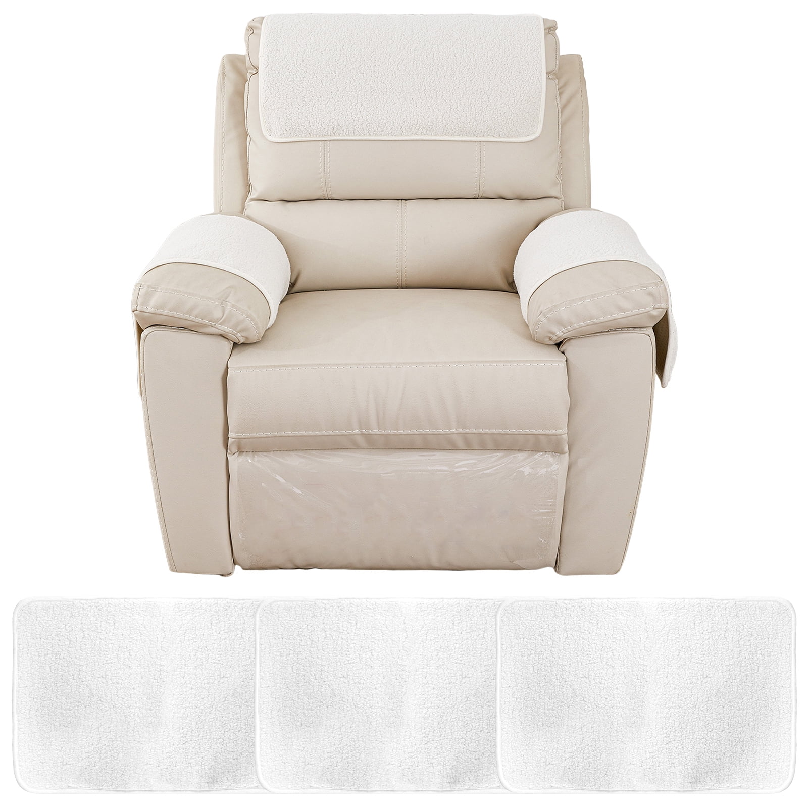 Welpettie 3Pcs Sofa Headrest Cover Soft Polyester Recliner Headrest Protector Wear Resistant