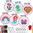 thumbnail image 1 of Welpettie 4Pcs/6Pcs Embroidery Kits for Beginners Starters Cross Stitch Kits with Pattern for Adults Kids Craft Stamped Embroidery Cloth for Backpack Charms, 1 of 10