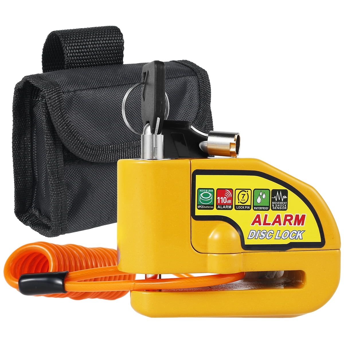Welpettie Motorcycle Alarm Disc Brake Lock Antitheft Motorbike Alarm Padlock 110dB Alarm Sound