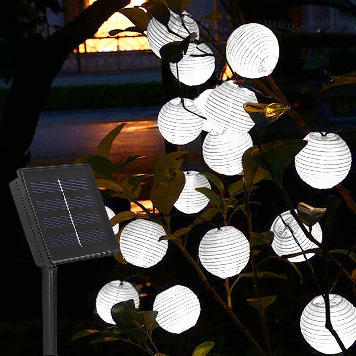 Welpettie Solar Garland Lantern Solar String Lights Waterproof Solar