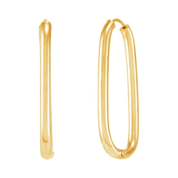 Welry 14kt Yellow Gold 38mm Elongated Oval Tube Hoop Earrings