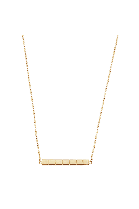 14kt Yellow Gold Bar Brick Textured Pendant Necklace, 17"