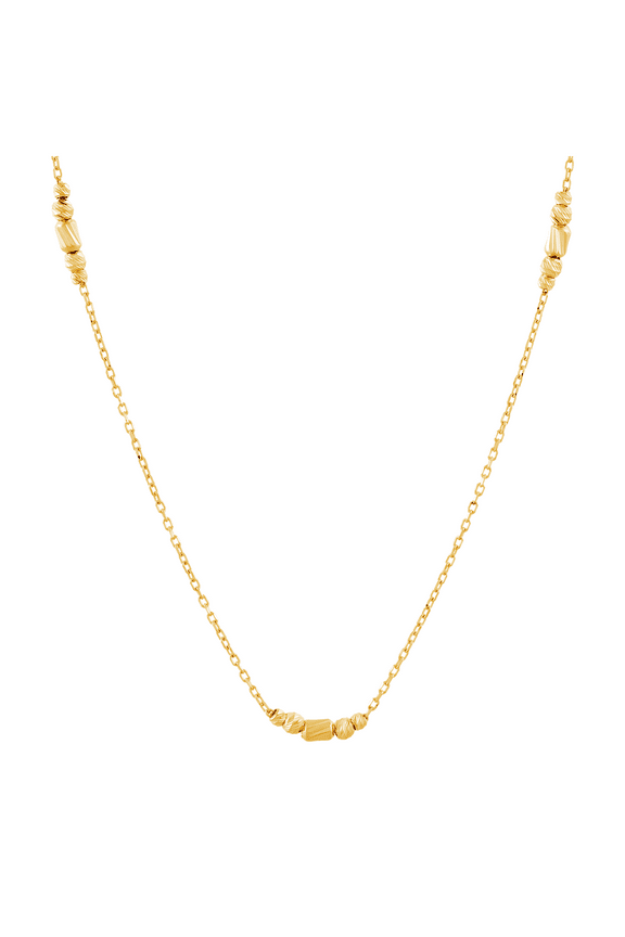 14kt Yellow Gold Chain Necklace with Bead Station, 17"