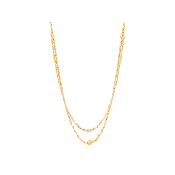 Welry 14kt Yellow Gold Double Layer Beaded Chain Necklace, 17.75"