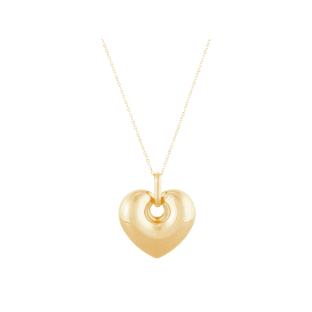 Welry 14kt Yellow Gold Puffed Heart Pendant Necklace, 16" + 2"