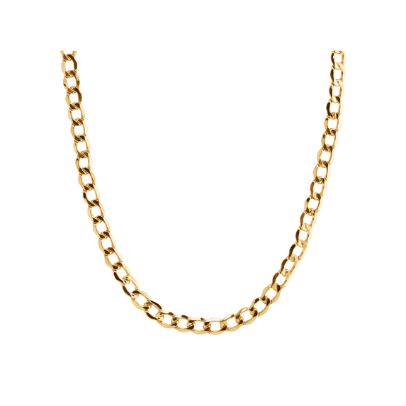 Welry Men's 5.1mm Beveled Curb Chain Necklace in 14kt Yellow Gold, 22"
