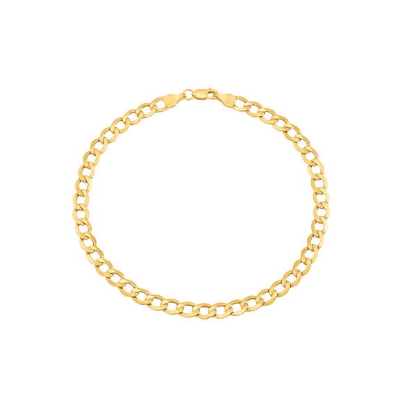 Welry Men's Italian-Made 5mm Beveled Curb Chain Bracelet in 14kt Yellow Gold, 9"