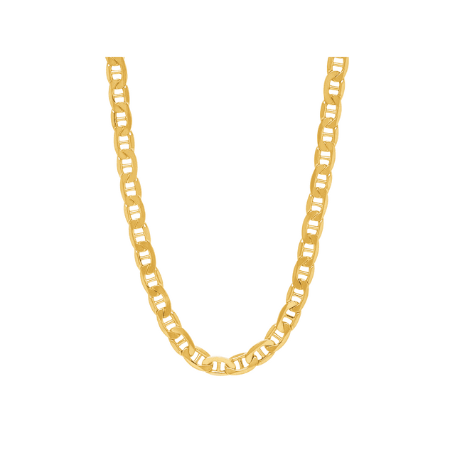 Welry Men's Italian-Made 7.2mm Beveled Mariner Link Chain Necklace in 10kt Yellow Gold, 22"