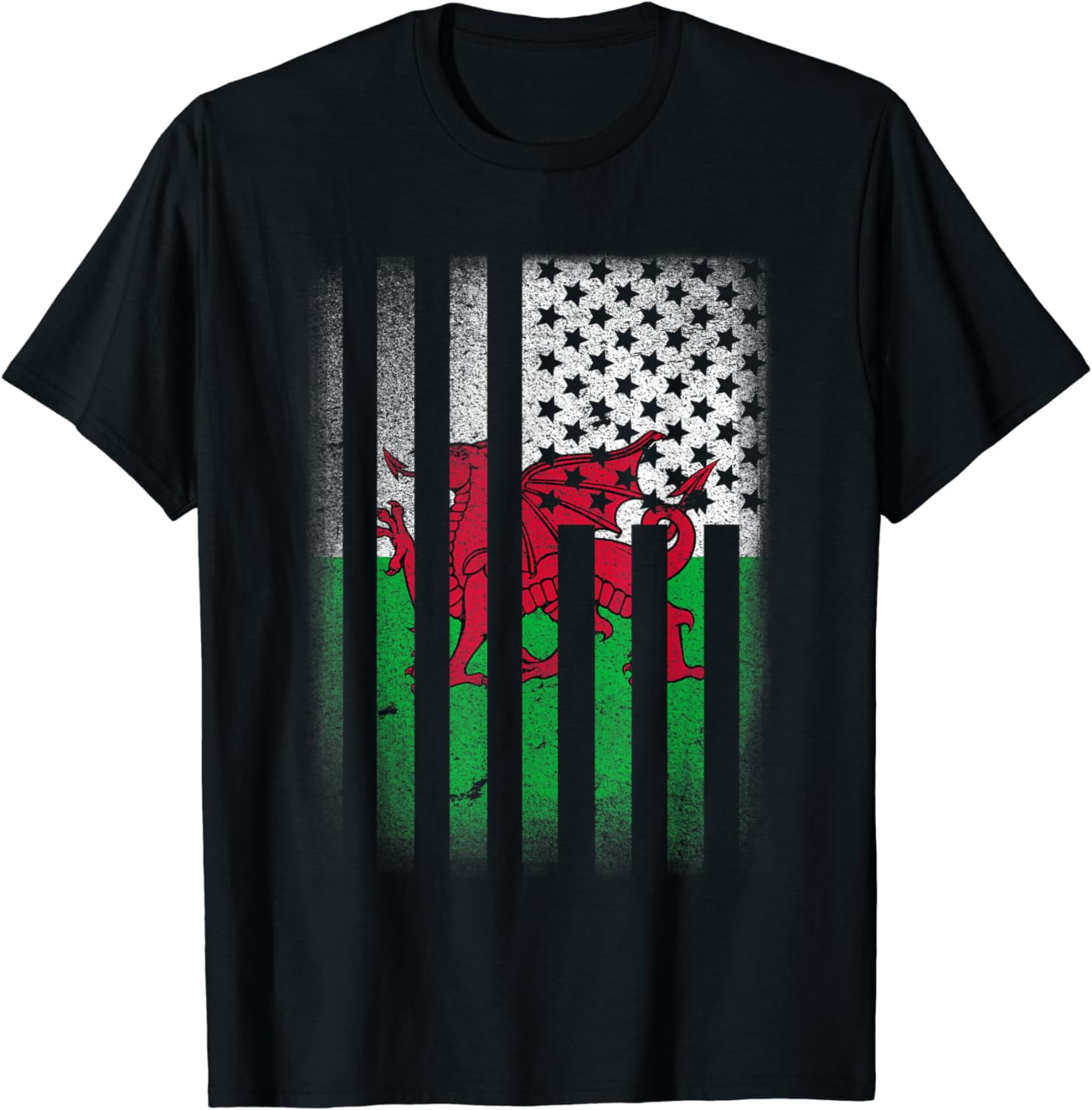 Welsh American Flag Wales Usa Cotton TShirt