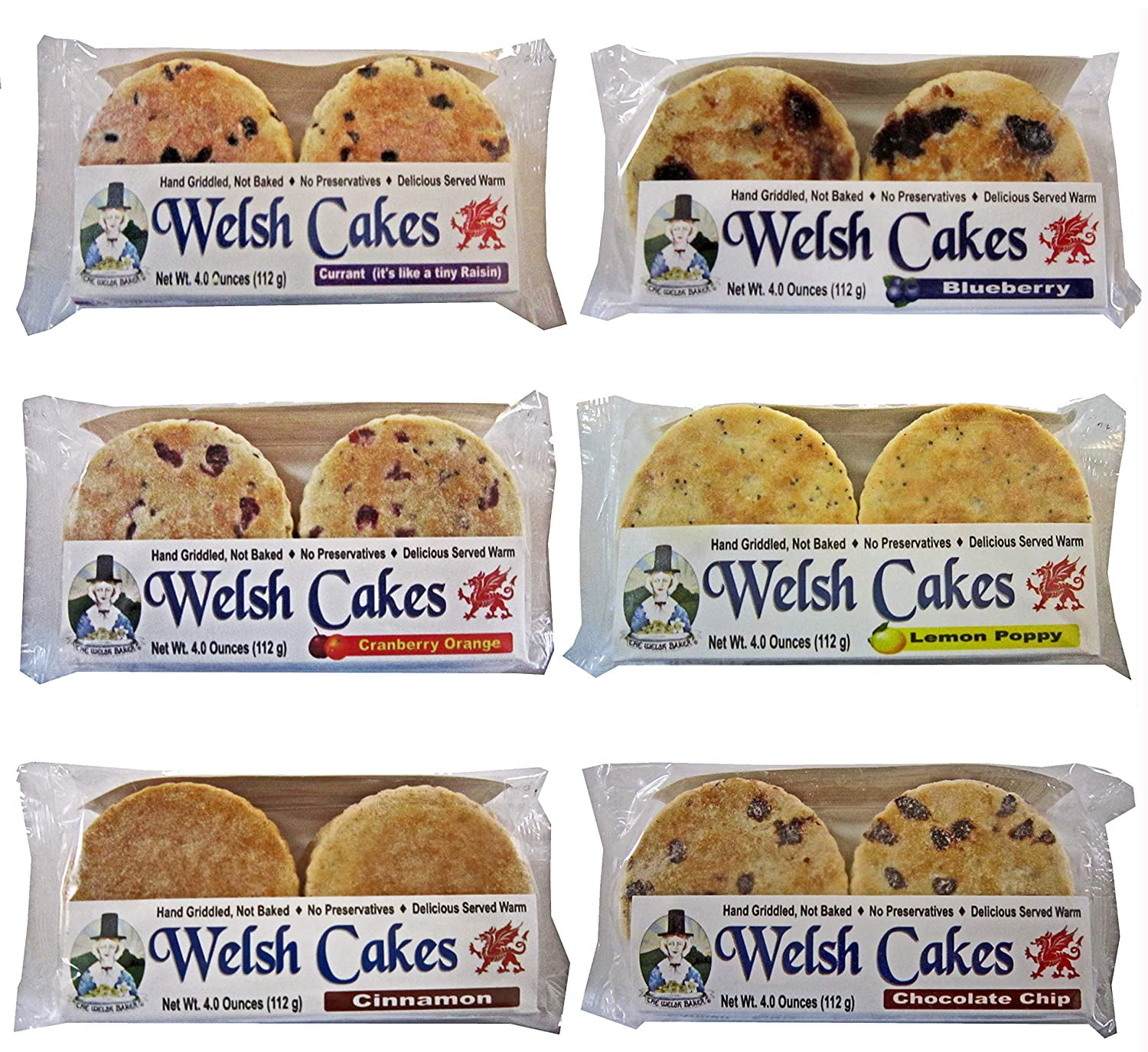 Welsh Baker Welsh Cakes 6 Flavor Variety Box 24 Cakes