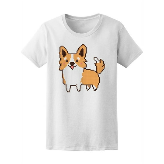 Welsh Corg 8 Bit Pixel Art Doggy T-Shirt Women -Image by Shutterstock, Female Small
