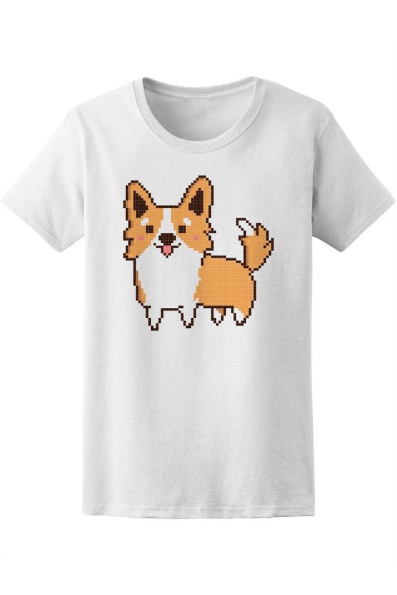 Welsh Corg 8 Bit Pixel Art Doggy T-Shirt Women -Image by Shutterstock, Female Small