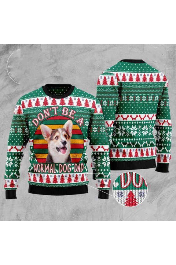 Welsh Corgi Dog Dad Christmas Sweater, Dog Christmas Sweater, Dog Sweaters