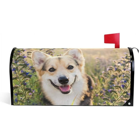 Welsh Corgi Dog Magnetic Mailbox Cover MailWraps Garden Yard Home Decor for Outside Oversized-25.5" x20.8"