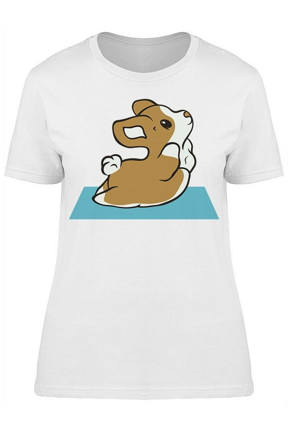 Welsh Corgi Dog Practices Yoga T-Shirt Women -Image by Shutterstock, Female 3X-Large