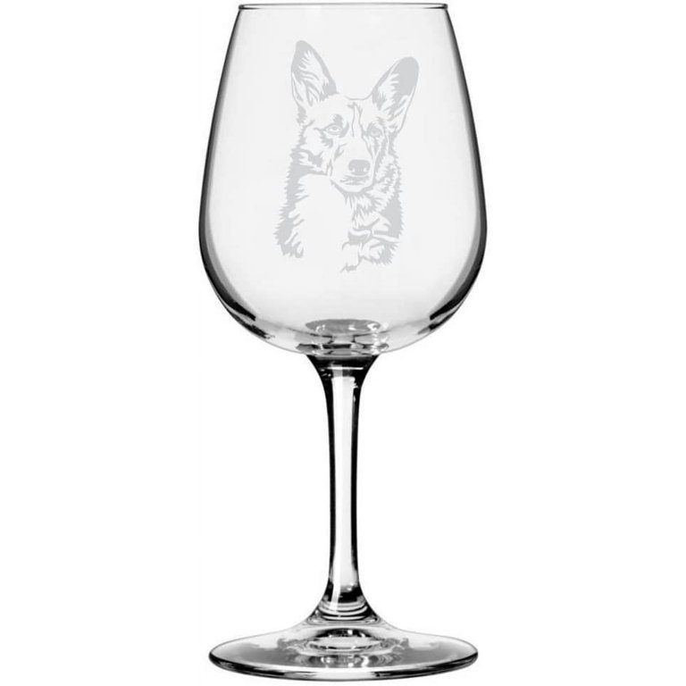 Welsh Corgi Dog Themed Etched All Purpose 12.75oz Libbey Wine Glass