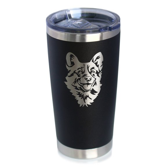 Welsh Corgi Face 20 oz Tumbler: Insulated Coffee Cup with Sliding Lid