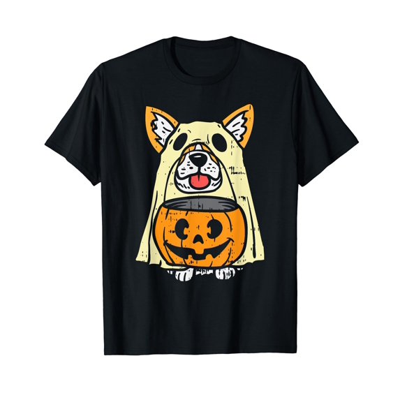 Welsh Corgi Ghost Funny Halloween Costume Dog Owner Lover T-Shirt