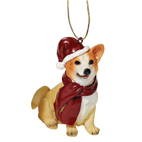 Welsh Corgi Holiday Dog Ornament Sculpture