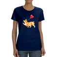 thumbnail image 1 of Welsh Corgi W Heart Balloon T-Shirt Women -Image by Shutterstock, Female 3X-Large, 1 of 4
