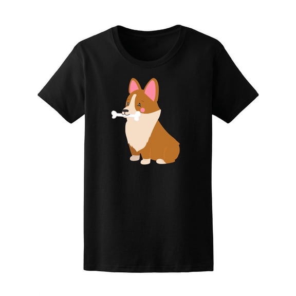 Welsh Corgi With Bone T-Shirt Women -Image by Shutterstock, Female XX-Large