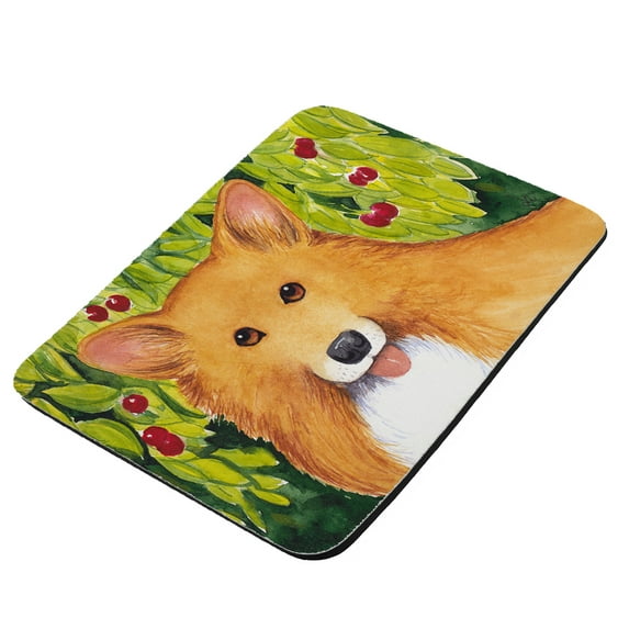 Welsh Corgi with Cherries Art by Denise Every - KuzmarK Mousepad / Hot Pad / Trivet