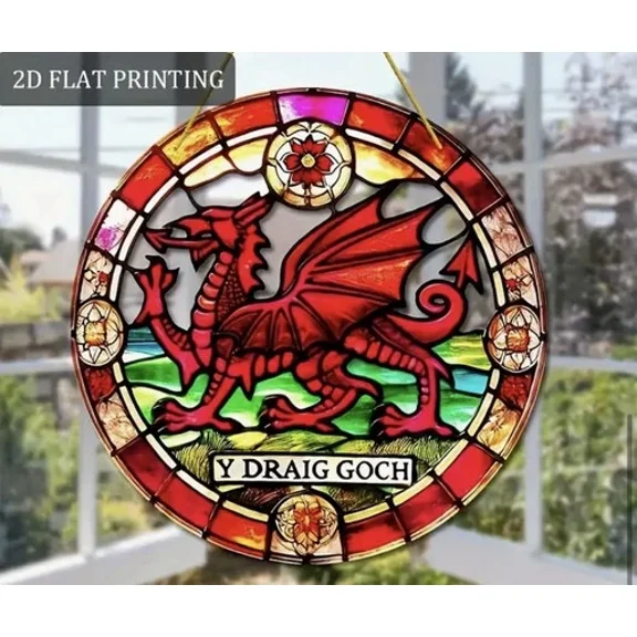 Welsh Dragon Design SunCatcher Hanging Window Home Plaque Ornament Decor