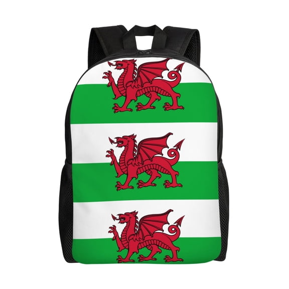 Welsh Dragon Flag Backpack Travel Bag For Men Women Lightweight Back Pack With Laptop Compartmen