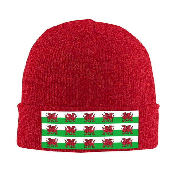 Welsh Dragon Flag Beanie Hat Men Women Warm Printed Cap Knit Beanies Hats Outdoor Winter Red